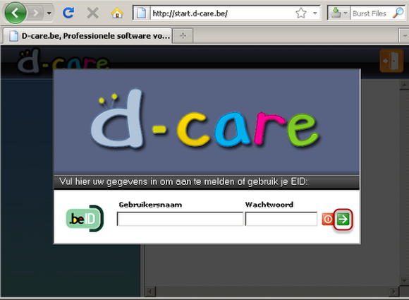 Daarna kom je in het aanmeldscherm voor de administratie.
