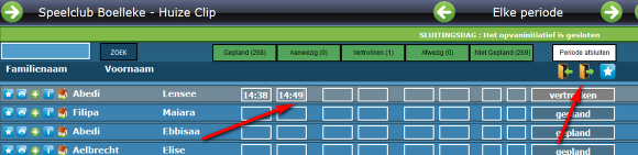 Vertrektijdstip van kinderen registreren